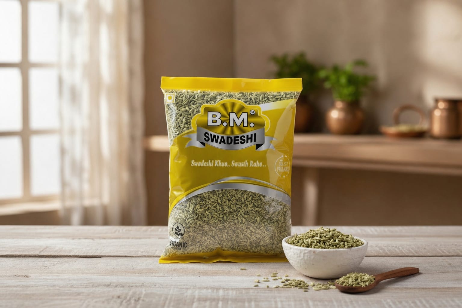 Premium Saunf (Fennel Seeds) – Fresh, Sweet & Aromatic | Mouth Freshener & Cooking Spice | B.M. Swadeshi